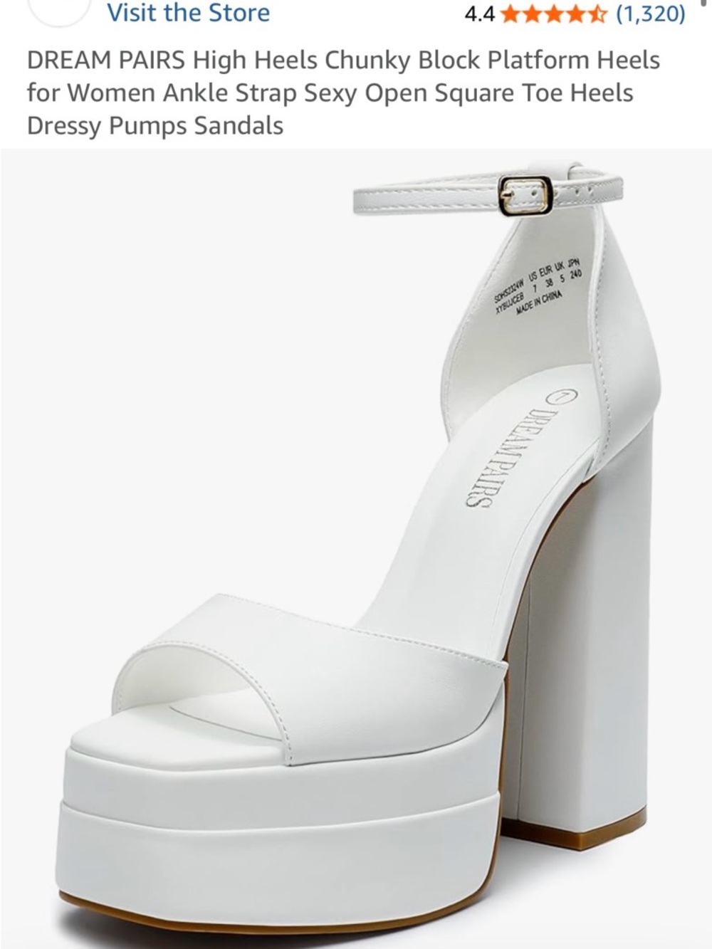 Dream Pairs White Chunky Platform Ankle-Strap Sandals